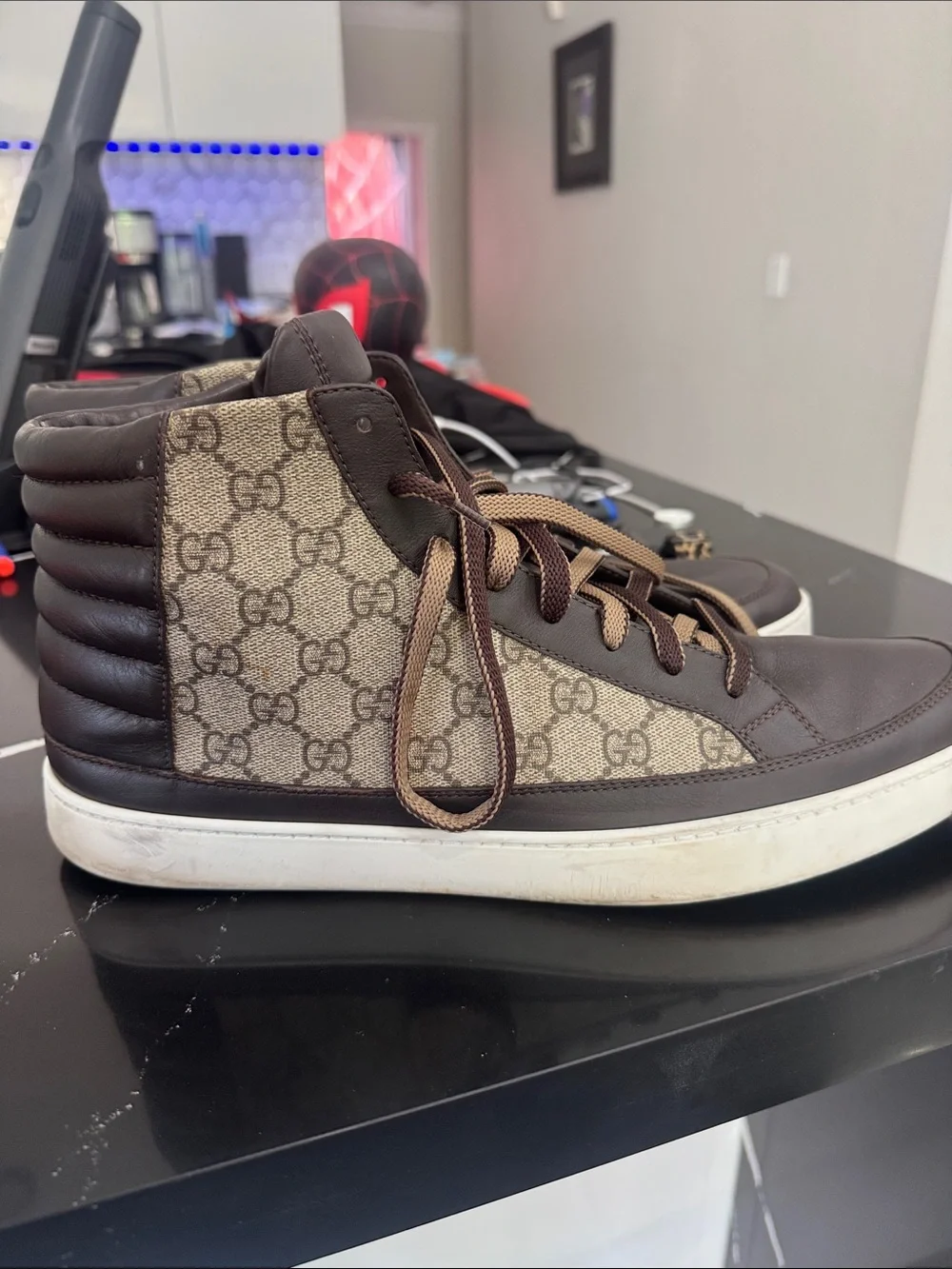 Gucci Brown and Beige GG High-Top Sneakers